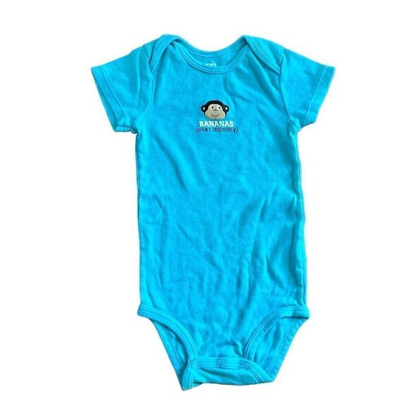 Carter's Dog Monkey Applique Boy 2pc Set Bodysuits Blue & Red Stripe 18 months - Picture 3 of 7